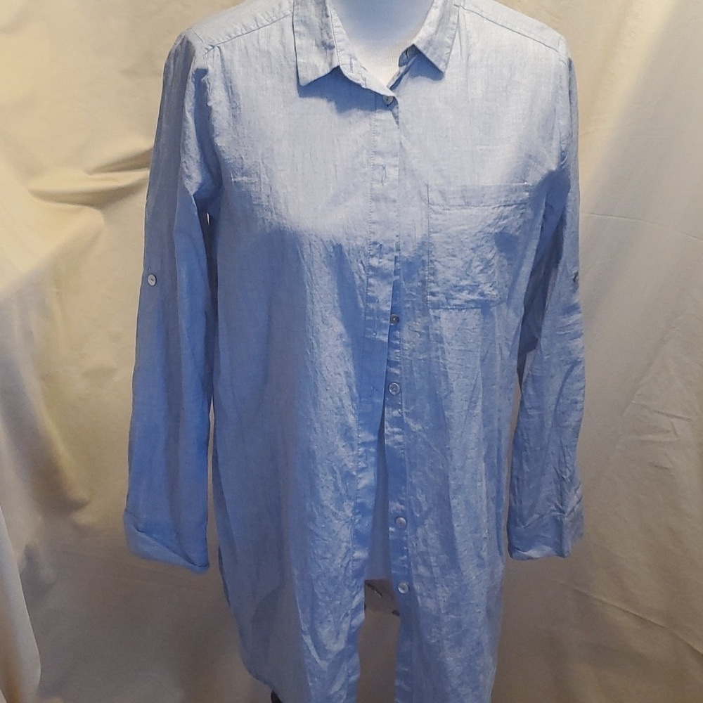 BeachLunchLounge Blue Cotton Button Down Top SZ MD